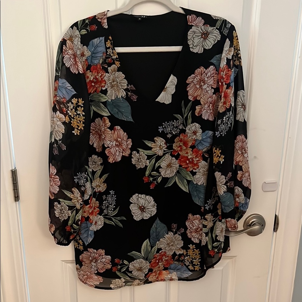 Floral Black Blouse
